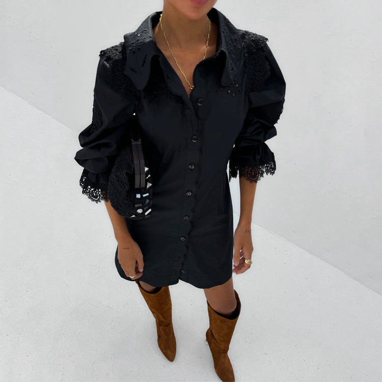 Black Sicily Shirt Dress