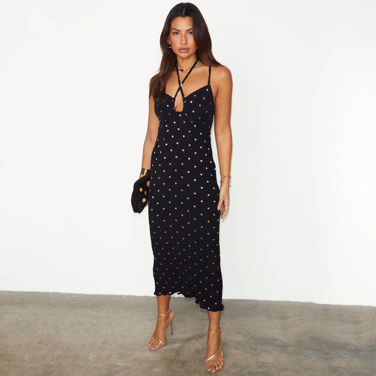 Black Megan Plisse Dress